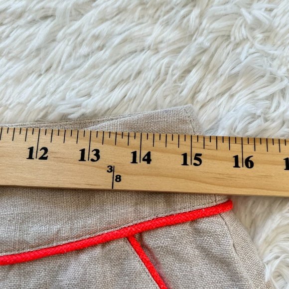 ANn Taylor Loft Womens Skirt Size 8 Beige Linen Pockets Contrast Trim Boho 14063 - Picture 6 of 8